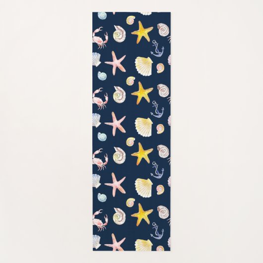 Marine Life & Anchors (Dark) Yoga Mat (Voorkant)