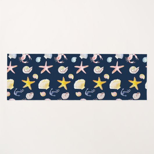 Marine Life & Anchors (Dark) Yoga Mat (Voorkant (horizontaal))