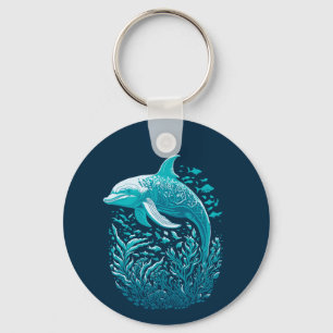 Marine Life Art   Dolfijn Grafisch Ontwerp Sleutelhanger