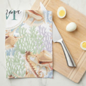 Marine Life, Colorful Underwater Monogram Theedoek (Quarter Fold)