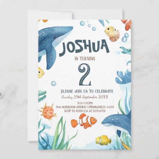 Marine Life Fish and Corals Kinderverjaardagsfeest Kaart (Voorkant)