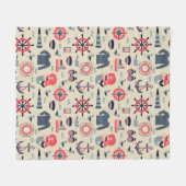 Marine Life Patroon Fleece Deken (Voorkant (Horizontaal))