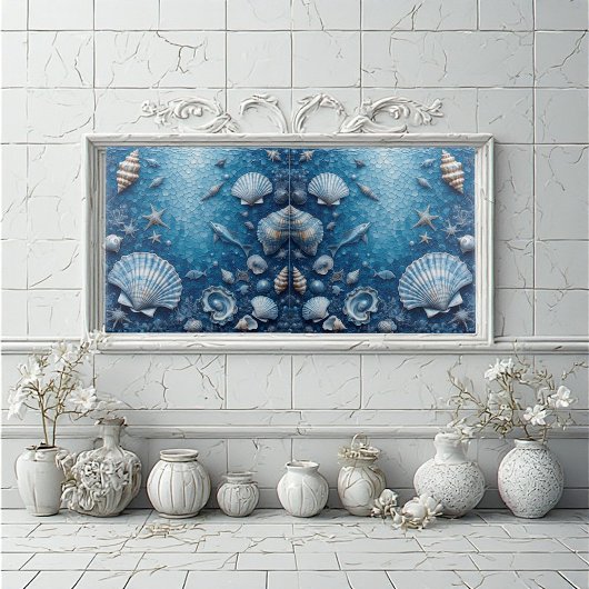 Marine Life Underwater Seashells Fish Backsplash  Tegeltje