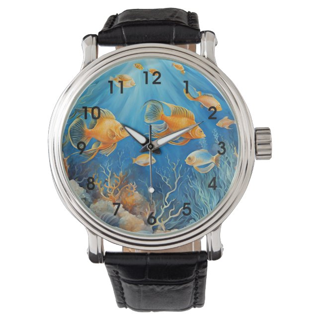Marine Life with Exotic Fish, Horloge (Voorkant)