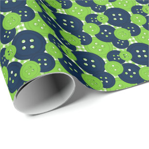 Marine & Lime Knopen Gingham - Ambacht & Naaikamer Cadeaupapier