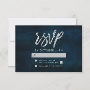 Marine Luster Bleu foncé Noir Mariage RSVP Réponse
