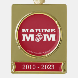 Marine mama verguld banner ornament
