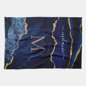 Marine Marbre bleu or Nom personnalisé Serviette d (Horizontal)