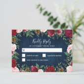 Marine Marsala Pays Mariage rustique Cartes RSVP (Debout devant)
