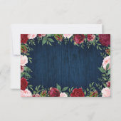 Marine Marsala Pays Mariage rustique Cartes RSVP (Dos)