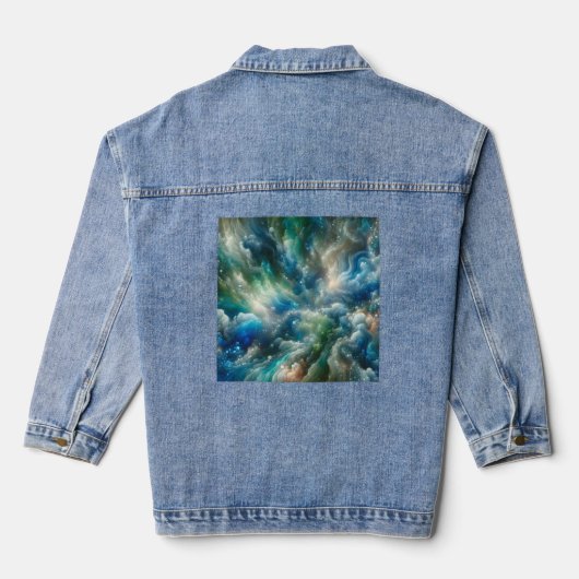 "Marine Mirage - Etherische Oceaan Abstract Denim Jacket (Achterkant)