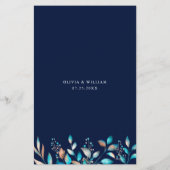 Marine Modern Groen Bruiloft Menu (Achterkant)