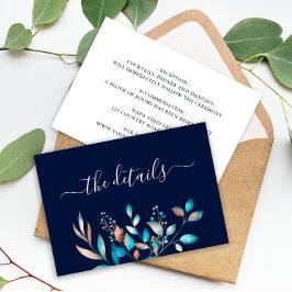 Marine Modern groen rustieke bruiloft Informatiekaartje