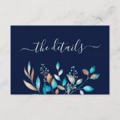 Marine Modern groen rustieke bruiloft Informatiekaartje (Achterkant)