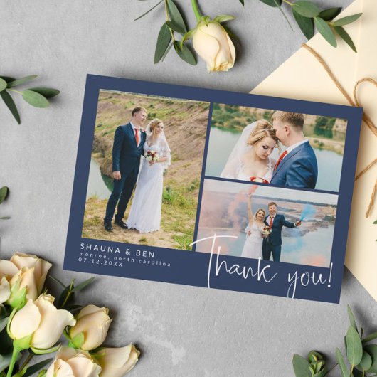 Marine Modern Mariage 3 Photo Collage Merci