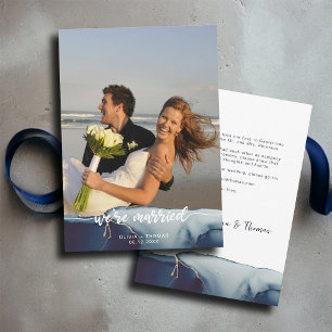 Marine Modern Photo Beach Elopement Aankondiging