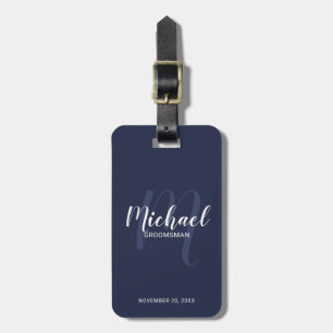 Marine Modern Script Gepersonaliseerde Groomsmen Bagagelabel