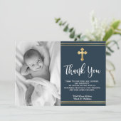 Marine moderne et Baptême bleu or Merci Cartes (Debout devant)
