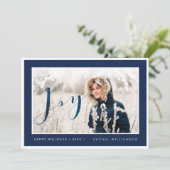 Marine moderne et cadre blanc Joie Carte photo de  (Debout devant)