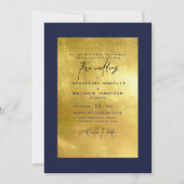 Marine moderne et Faire-part de mariage d'or métal (Devant)