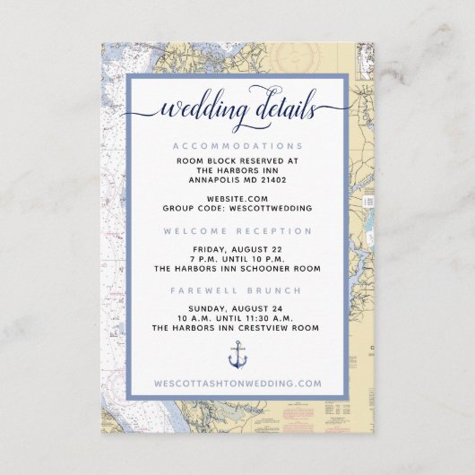 Marine moderne #Mariage Annapolis MD Carte nautiqu (Devant)
