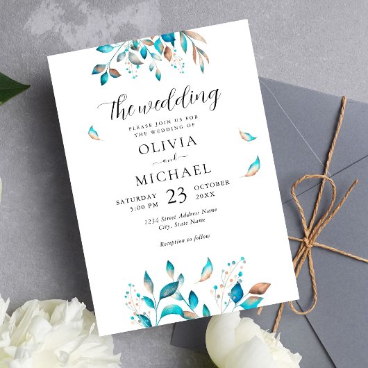 Marine moderne rustieke bruiloft kaart