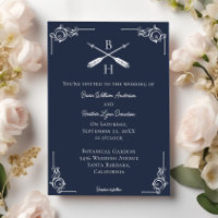 Marine Monogram en pijlen Bruiloft uitnodiging