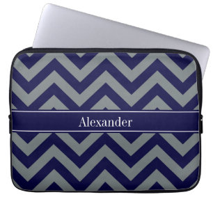 Marine, Monogram van de Naam van de Chevron van LG Laptop Sleeve