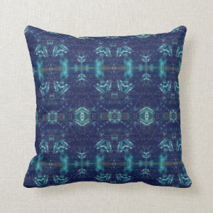 Marine motif géométrique Aqua coussin d'art abstra