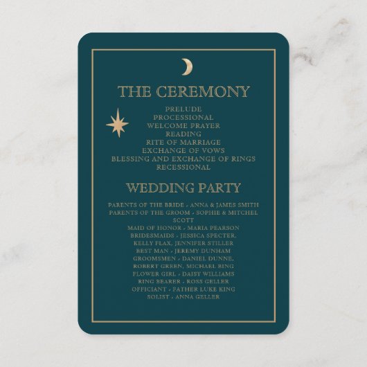 Marine Mystical Gold Stars Programmes de mariage l (Dos)