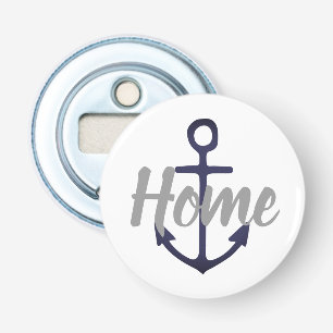 marine nautical ANCHOR + grijs HOME script   Button Flesopener