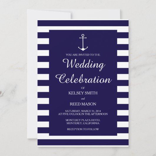 Marine Nautique : Invitations de mariage (Devant)