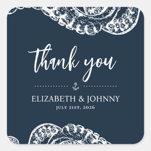 Marine Nautique Octopus Wedding Faveurs Stickers (Devant)