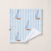 Marine Nautique voilier Blancs et Bleus (Gant de toilette)