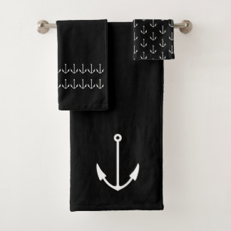 Marine Nautisch Anker Badkamer zwart wit Bad Handdoek