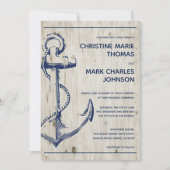 Marine Nautische Schets Anker Rustieke Bruiloft Kaart (Voorkant)