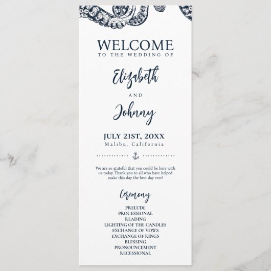 Marine Octopus bruiloft ceremonie programma (Voorkant)