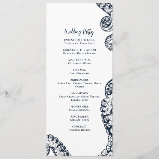 Marine Octopus bruiloft ceremonie programma (Achterkant)