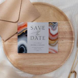Marine Orange Agate Enregistrer la date Invitation