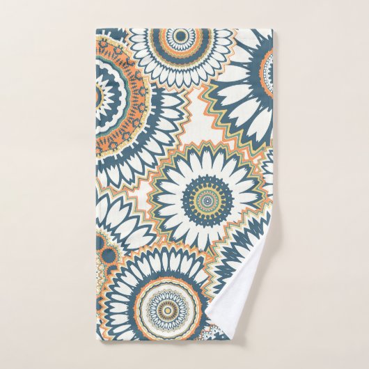 Marine Orange Multi-Mandala Design (Serviette à main)