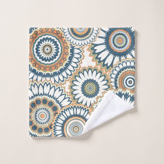 Marine Orange Multi-Mandala Design (Gant de toilette)