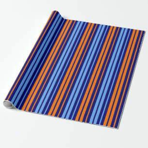 Marine Oranje Cyaan Verticale Strepen Ontwerp   Cadeaupapier