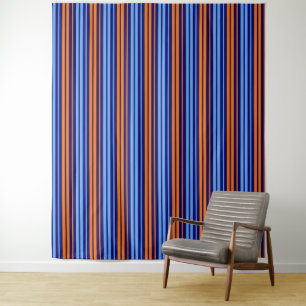 Marine Oranje Cyaan Verticale Strepen Ontwerp Wandkleed