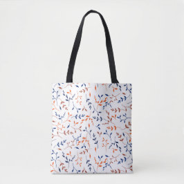 Marine Oranje Ditsy Botanisch Bladpatroon Draagtas