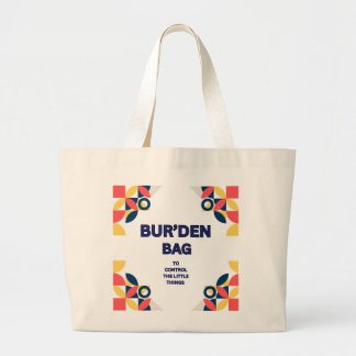 MARINE ORANJE GEOMETRISCHE NATUURLIJKE KATOENEN BU GROTE TOTE BAG