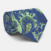 Marine Paisley Peacock Couleurs Mariage Cravate (Roulé)