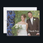 Marine Paisley Peacock Merci Cartes votre photo<br><div class="desc">Mariage Turc Paisley Peacock Marine Bleu et Noir Merci Carte photo</div>
