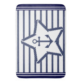 Marine Pattern Blue White Zee and Nautical Anchor Badmat (Voorkant Verticaal)