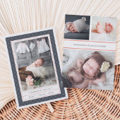 Marine pointillée | Faire-part de naissance double