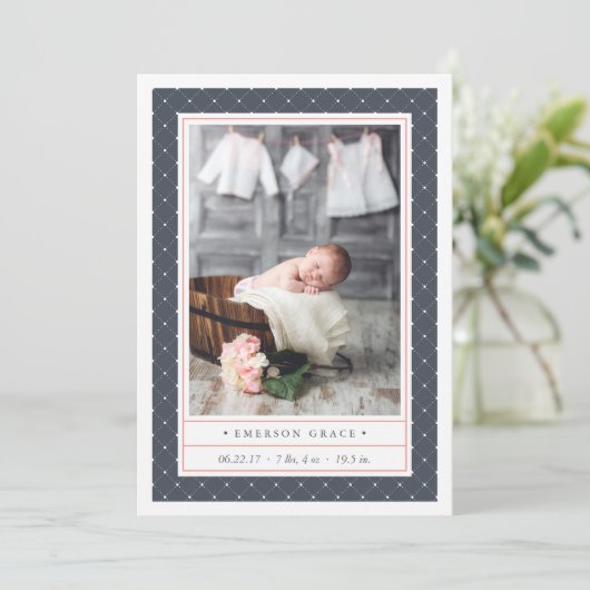 Marine pointillée | Faire-part de naissance double (Debout devant)